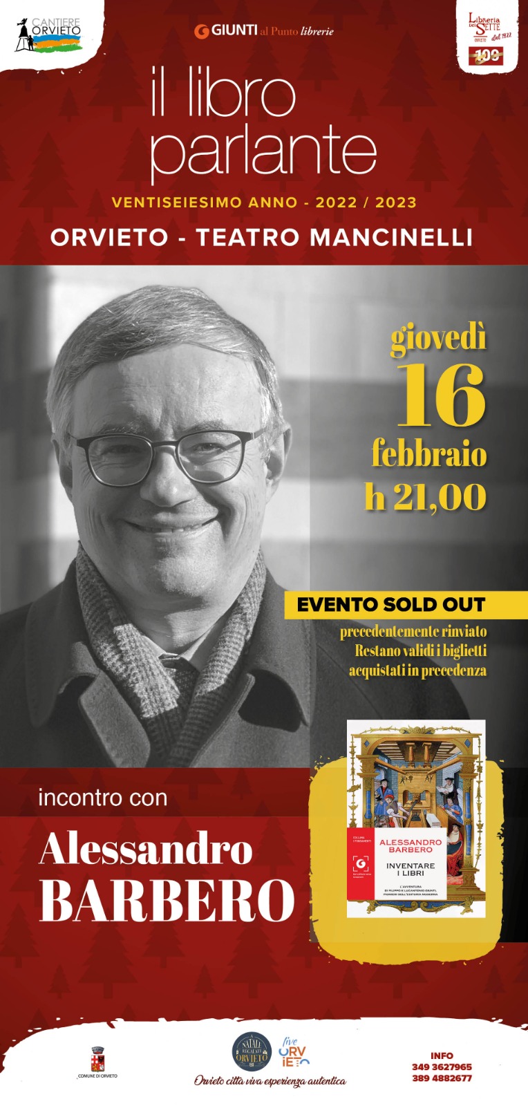 Alessandro Barbero presenta "Inventare i libri". Appuntamento a Orvieto (TR)