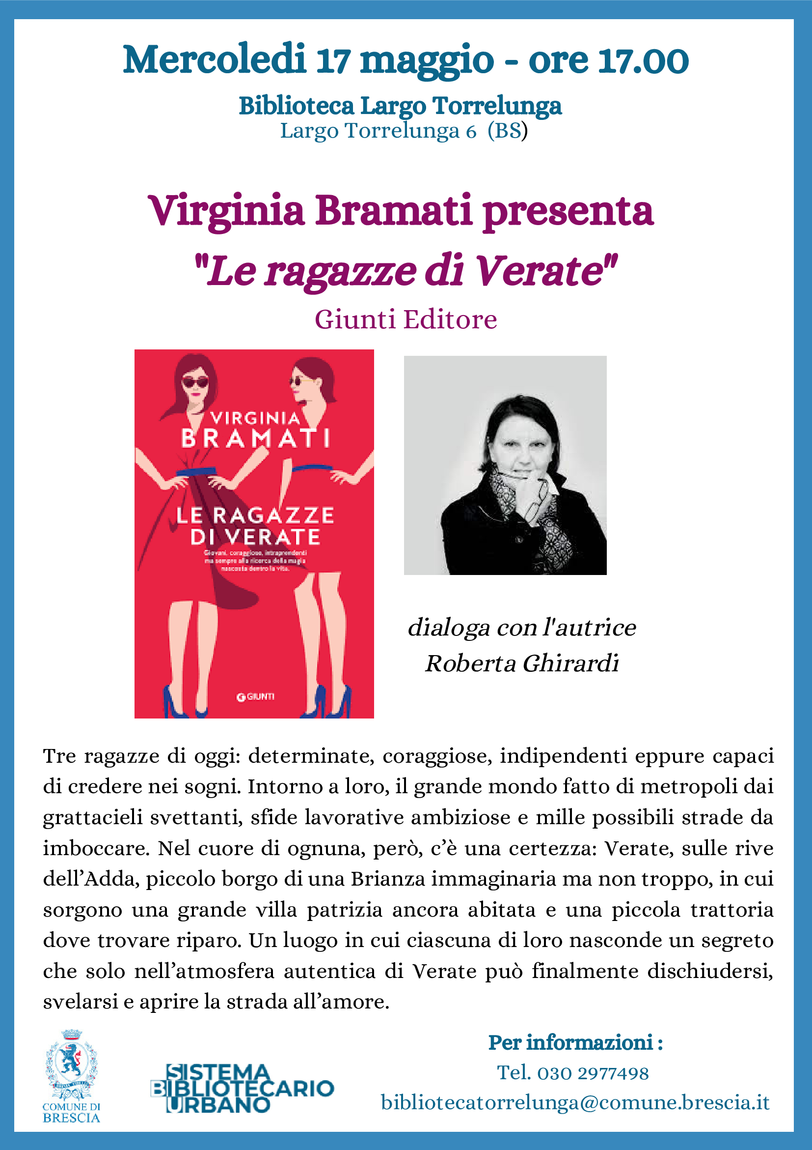 Virginia Bramati racconta "Le ragazze di Verate". Appuntamento a Brescia