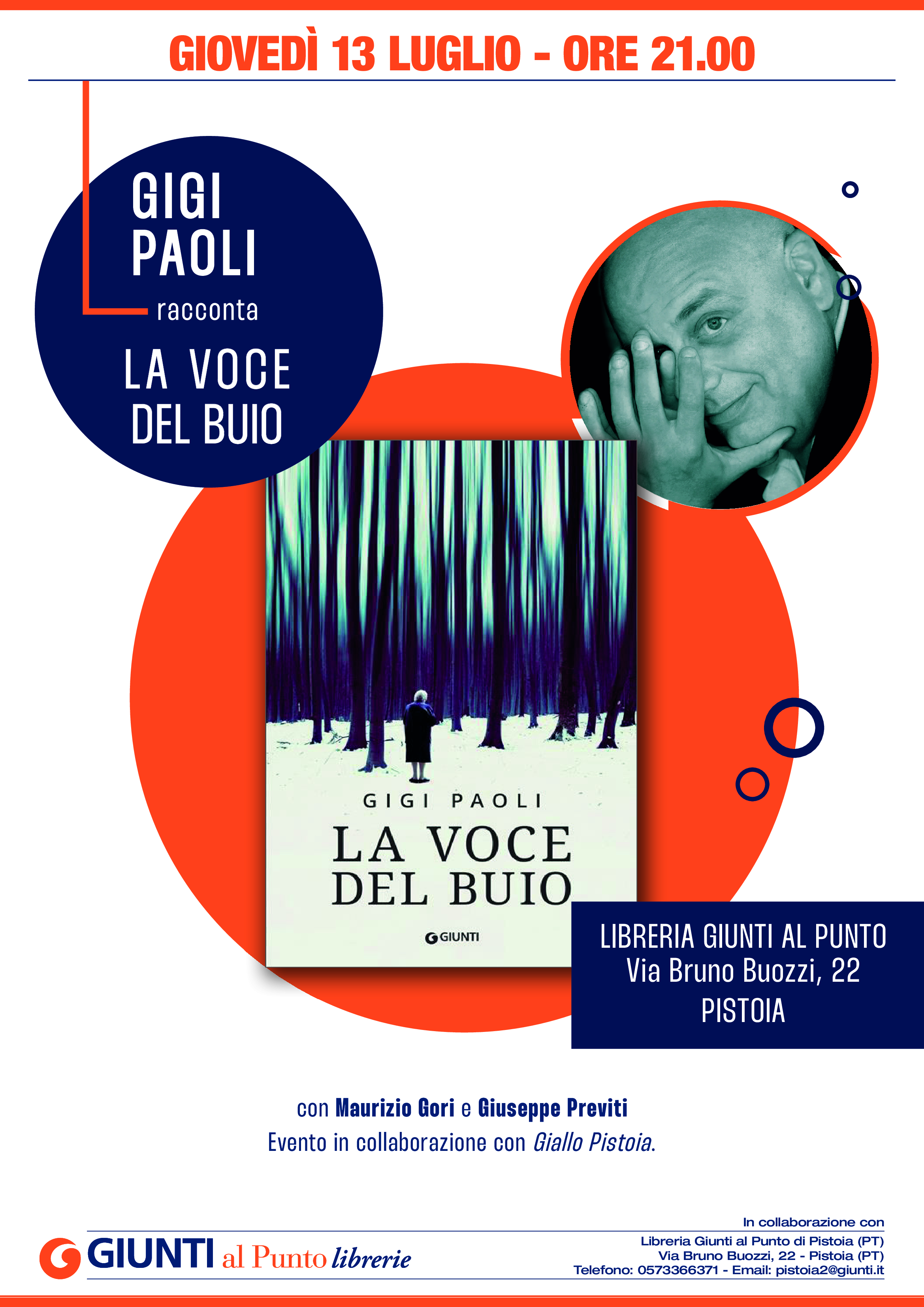 Gigi Paoli racconta "La voce del buio". Appuntamento a Pistoia