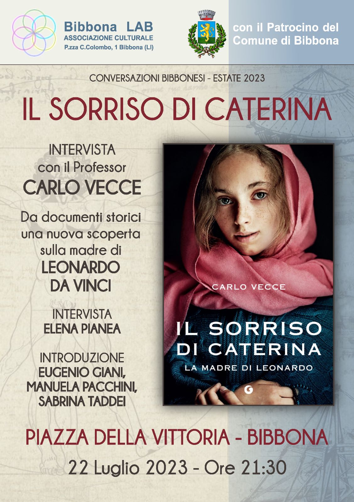 Carlo Vecce racconta "Il sorriso di Caterina". Appuntamento a Bibbona (LI)